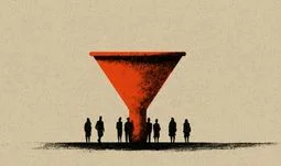some people standing by a funnel