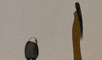 a tall thin woman and a short man 
