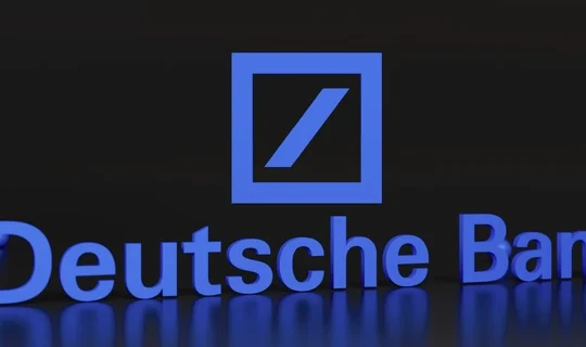 a partially cut off Deutsche Bank sign 