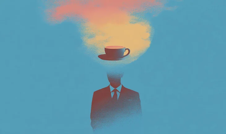 banker dreaming of coffee