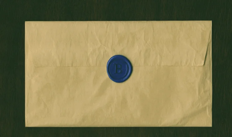  a letter with a blue seal 